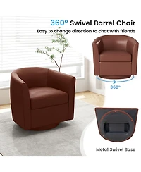 Modern Club Swivel Accent Chair with Ottoman Footrest Curved Backrest