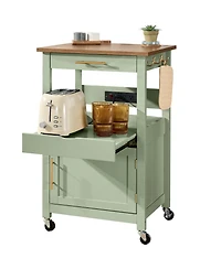 Best Choice Products Rolling Kitchen Island Cart, Cabinet With Drawer, Sliding Tray, Outlet, Wheels, Hooks