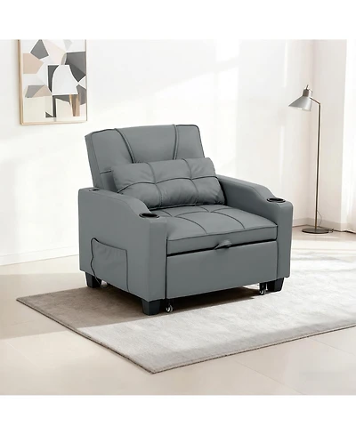 gaomon Convertible Sleeper Sofa Chair, Pull Out Bed, Single Sofa Recliner with Vibration Massage Lumbar Pillow