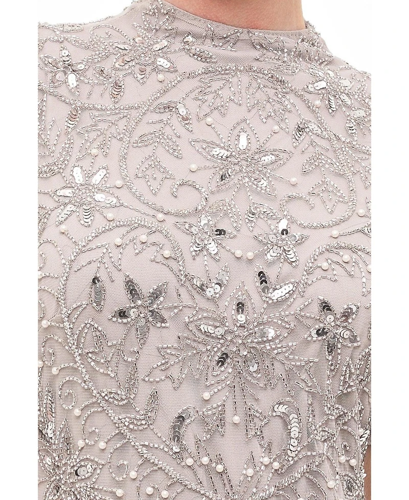 Beauut Women's Embellished Sequins High Neck Dress