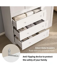 gaomon Wooden Armoire Wardrobe Closet, 71''H Large Clothing Storage Cabinet with Handing Rod and 3 Drawers, Armoire Clothes Organizer for Bedroom