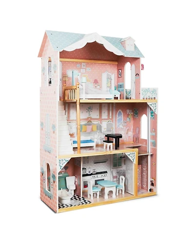 Lil' Jumbl X-Large Wooden Dollhouse, 3 Story Doll House Set w/Elevator, Stairs and Accessories