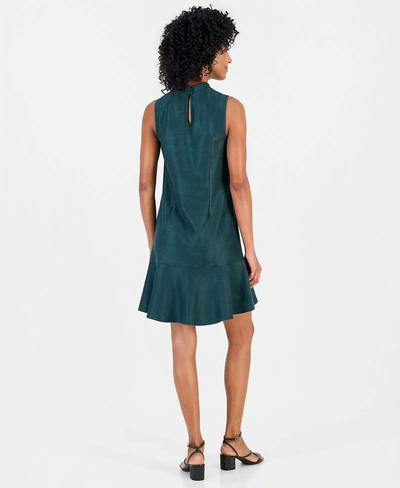 Robbie Bee Women's Faux Suede Flounce-Hem Dress