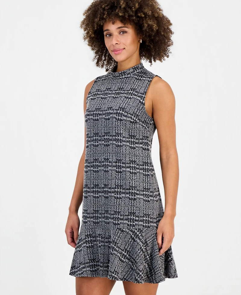 Robbie Bee Women's Mock Neck Printed Flared-Hem Dress