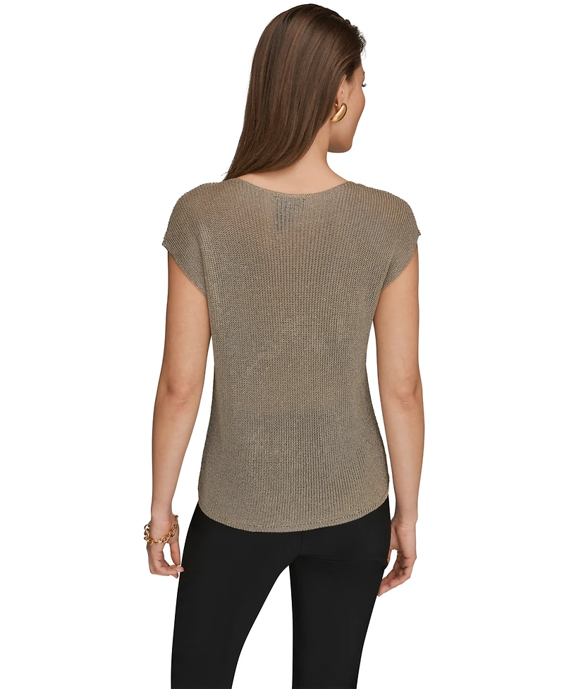 Donna Karan New York Women's Sleeveless Metallic Crewneck Sweater