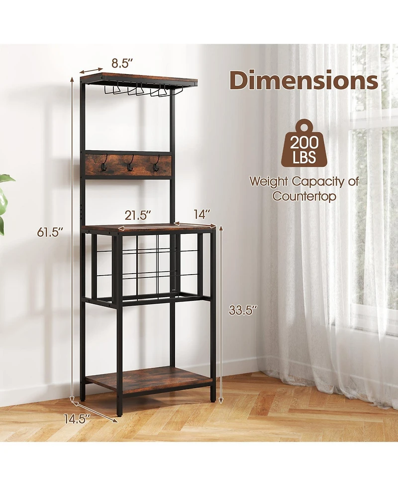 Slickblue Floor Standing Wine Bar Cabinet with Wine Rack and Glass Storage Racks