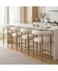 Maison Boucle 24'' Boucle Counter Height Stools Set of 4, Armrest Bar Stools