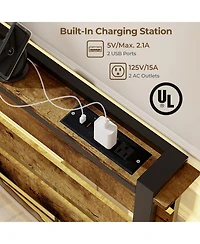 Gouun Bed Frame with Drawers Led Lights and Usb Ports