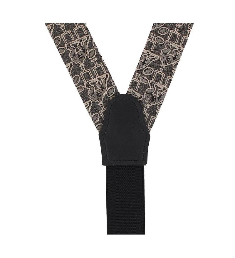 Trafalgar Men's Field Goal Football Themed Novelty Silk Button End Suspenders