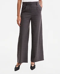 Bar Iii Women's Plaid High-Rise Wide-Leg Pants, Macy's Exclusive