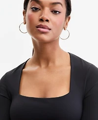 Bar Iii Women's Square-Neck Long-Sleeve Top, Macy's Exclusive