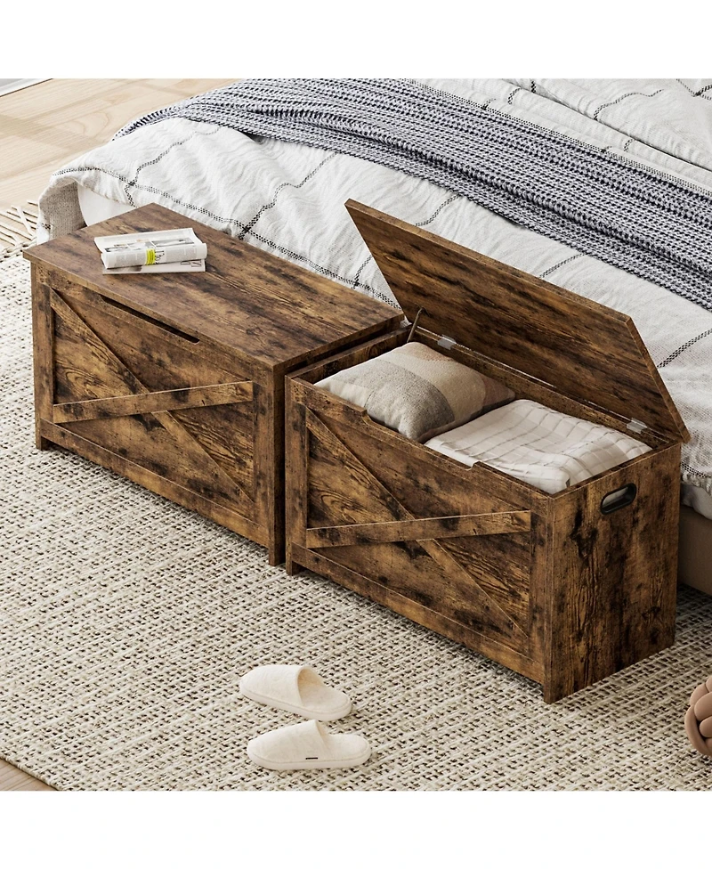 homfan Spacious Wooden Storage Chest – 30 Inch Lift-Top Entryway Shoe Organizer Bench with Safety Hinge Easy Assembly for Bedroom, Living Room