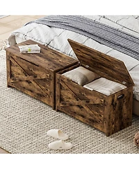 homfan Spacious Wooden Storage Chest – 30 Inch Lift-Top Entryway Shoe Organizer Bench with Safety Hinge Easy Assembly for Bedroom, Living Room