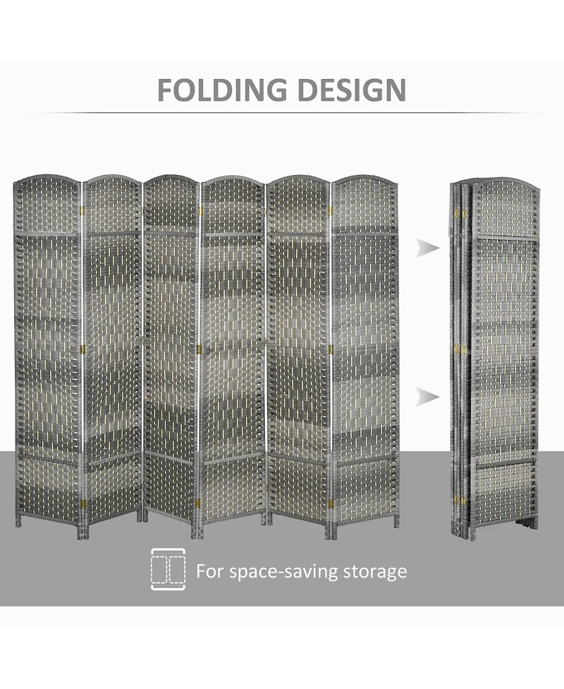 Homcom 6 Panel Room Divider Hand-Woven Freesding Partition,