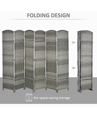 Homcom 6 Panel Room Divider Hand-Woven Freesding Partition,
