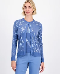 Anne Klein Women's Button-Front Sequin Cardigan