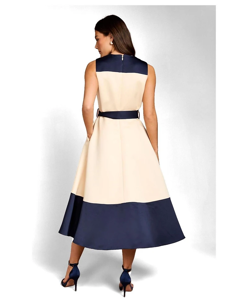 Coast Women's Colour Block Crepe Belted Midi Dress