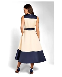Coast Women's Colour Block Crepe Belted Midi Dress