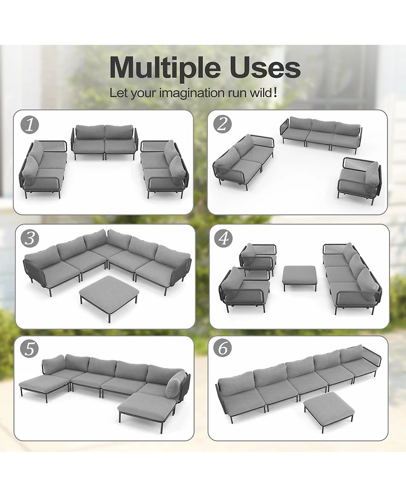 Pellebant Outdoor Patio Cushion Sectional Sofa Set Furniture Diy Free Combination