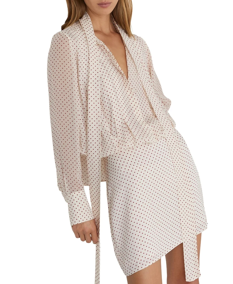 Reiss Women's Dottie Tie Neck Polka Dot Mini Dress