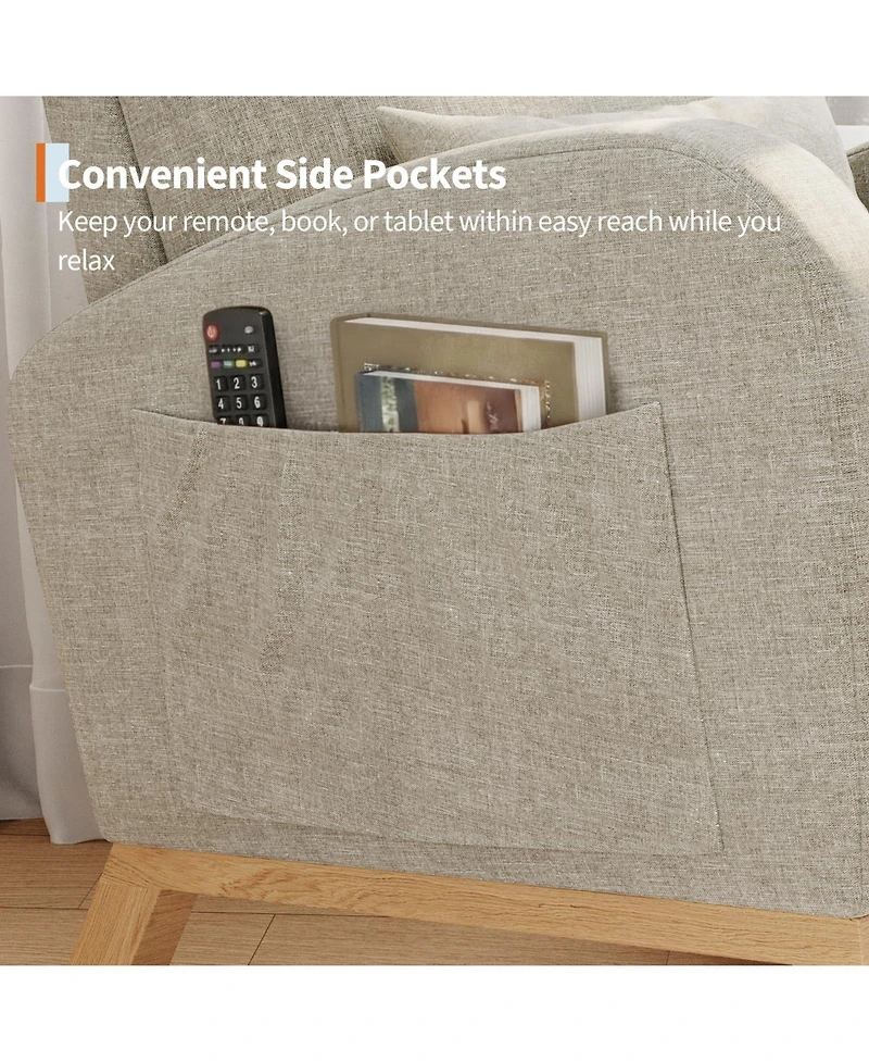 homfan Modern Rocking Recliner Chair for Living Room, Bedroom - Adjustable Glider with Armrest Pocket and Pillow Pu Leather or Sherpa Upholstered
