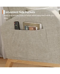 homfan Modern Rocking Recliner Chair for Living Room, Bedroom - Adjustable Glider with Armrest Pocket and Pillow Pu Leather or Sherpa Upholstered