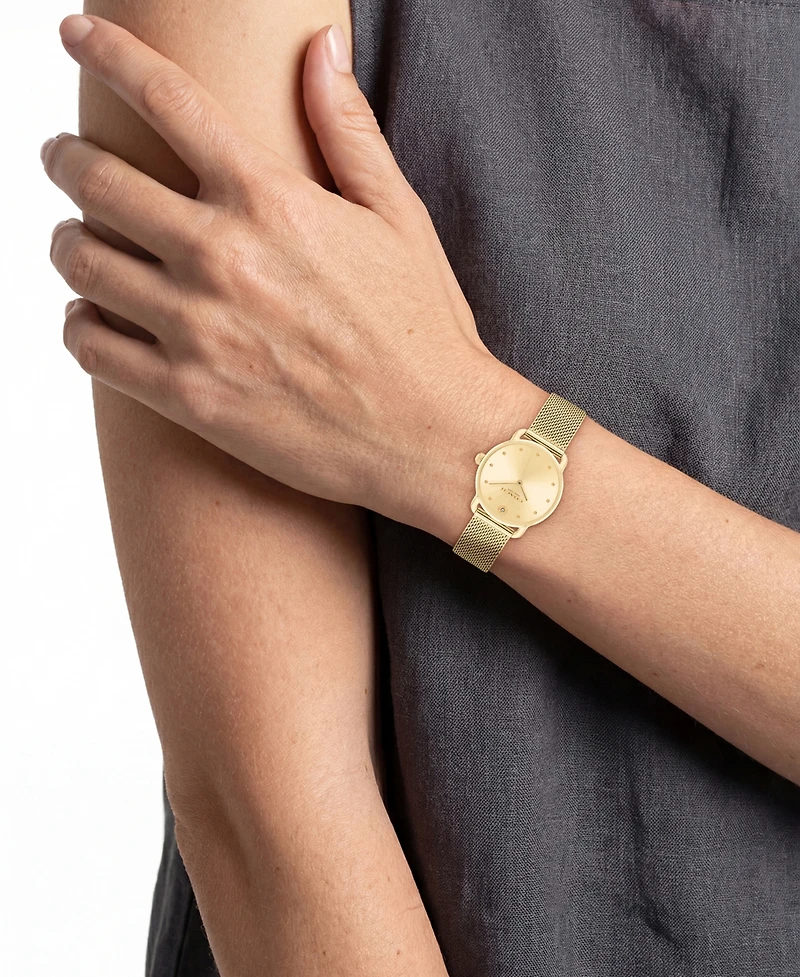 Coach Women's Elliot Gold-Tone Stainless Steel Mesh Bracelet Watch 28mm