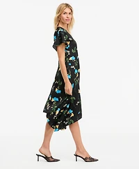 I.n.c. International Concepts Women's Floral Satin Asymmetrical Hem Midi Dress, Macy's Exclusive