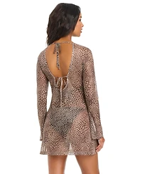 Bar Iii Women's Can't Be Tamed Printed Mesh Swim Cover-Up Dress, Macy's Exclusive