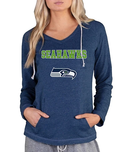 Concepts Sport Women's Navy Seattle Seahawks Mainstream Tri-Blend Raglan Hoodie V-Neck Top