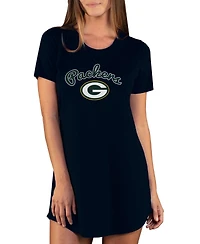 Concepts Sport Women's Black Green Bay Packers Marathon Knit Nightshirt