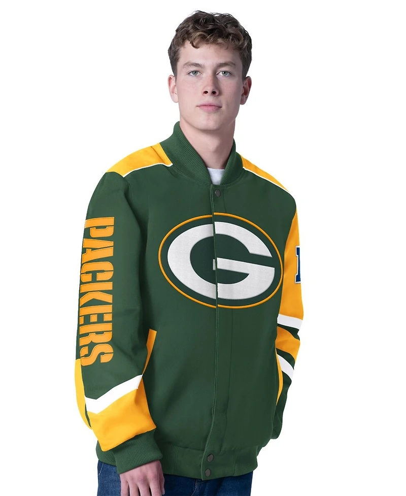 G-iii Sports by Carl Banks Men's Green Bay Packers Prime Time Full-Zip Racing Jacket