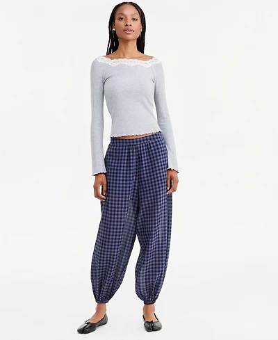 And Now This Women's Plaid High-Rise Pull-On Balloon Pants, Macy's Exclusive