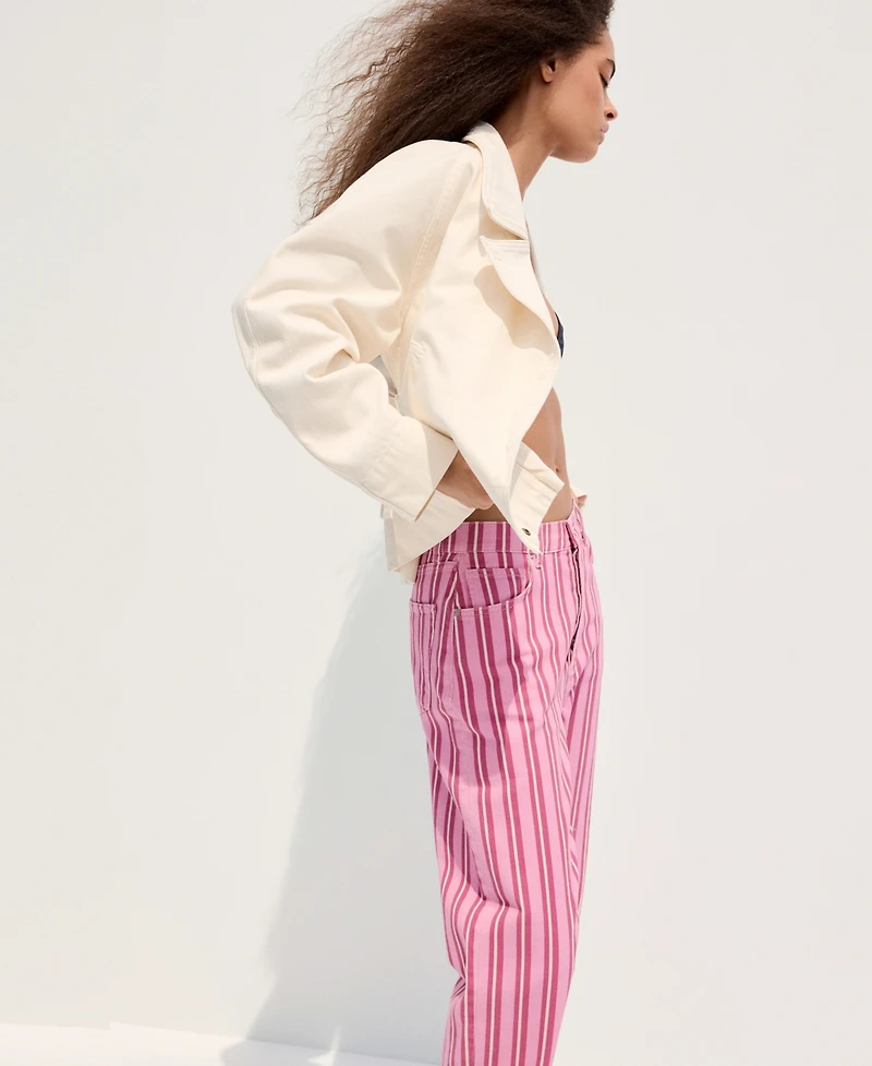 Mango Women's Straight-Fit Striped Jeans