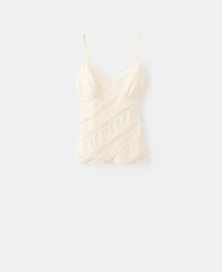 Mango Women's V-Neck Lace Top