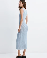Mango Women's Lace Design Long Knitted Dress