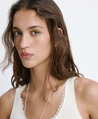 Mango Women's Lace Detail Ribbed Top
