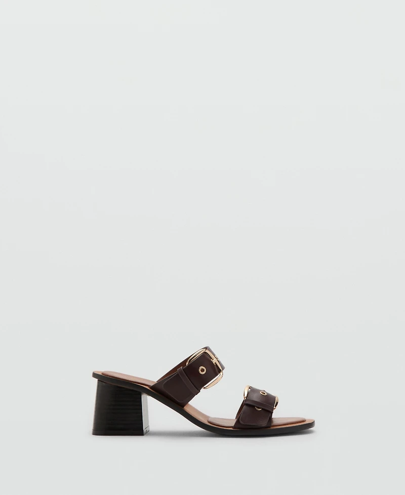 Mango Women's Buckles Leather Heeled Sandals