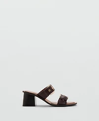 Mango Women's Buckles Leather Heeled Sandals