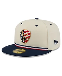 New Era Men's Cream/Blue Milwaukee Brewers Usa 250 Fourth of July 59FIFTY Fitted Hat