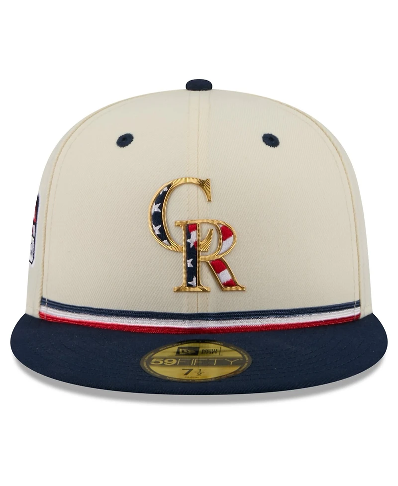 New Era Men's Cream/Blue Colorado Rockies Usa 250 Fourth of July 59FIFTY Fitted Hat
