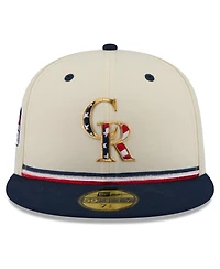 New Era Men's Cream/Blue Colorado Rockies Usa 250 Fourth of July 59FIFTY Fitted Hat