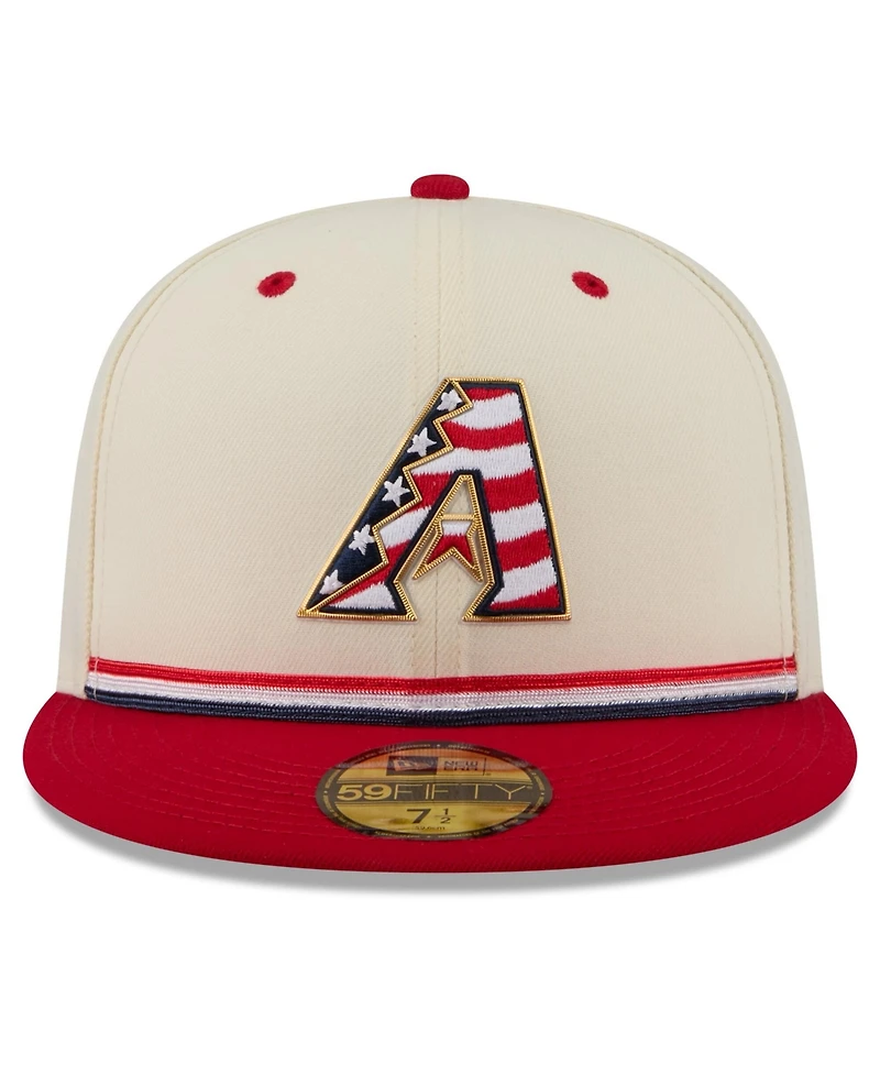 New Era Men's Cream/Red Arizona Diamondbacks Usa 250 Fourth of July 59FIFTY Fitted Hat