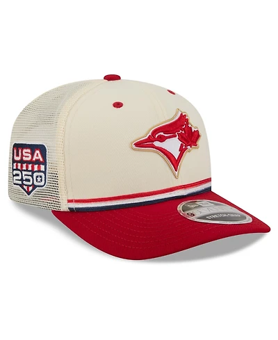 New Era Men's N/A Cream/Red Toronto Blue Jays Usa 250 Fourth of July 9SEVENTY Adjustable Hat