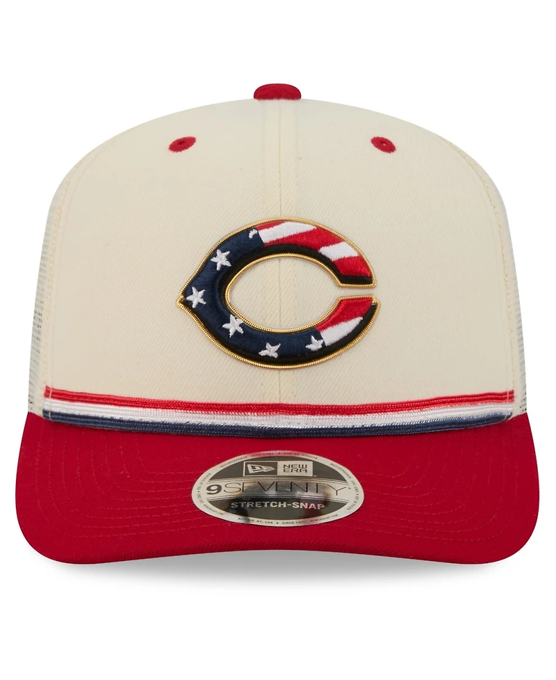 New Era Men's N/A Cream/Red Cincinnati Reds Usa 250 Fourth of July 9SEVENTY Adjustable Hat