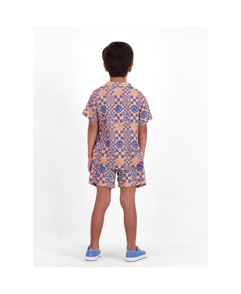 Andy & Evan Little Boys Andy and Evan Andy and Evan Allover Smiley Print Buttondown and Shorts Set