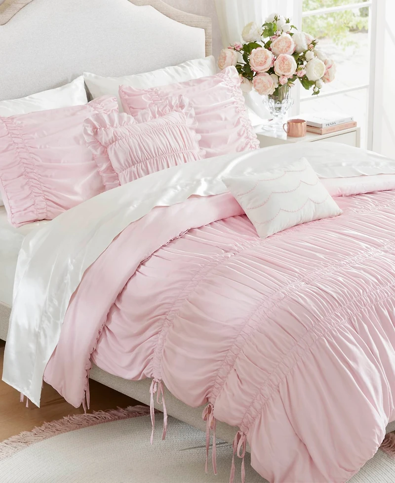 Intelligent Design Ivy Ruched Bow Tie 5-Piece Comforter Set, Full/Queen