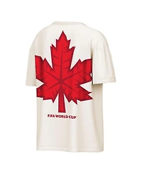Outerstuff Men's Cream Canada Soccer Fifa World Cup 2026 Livery Oversized 2-Hit T-Shirt