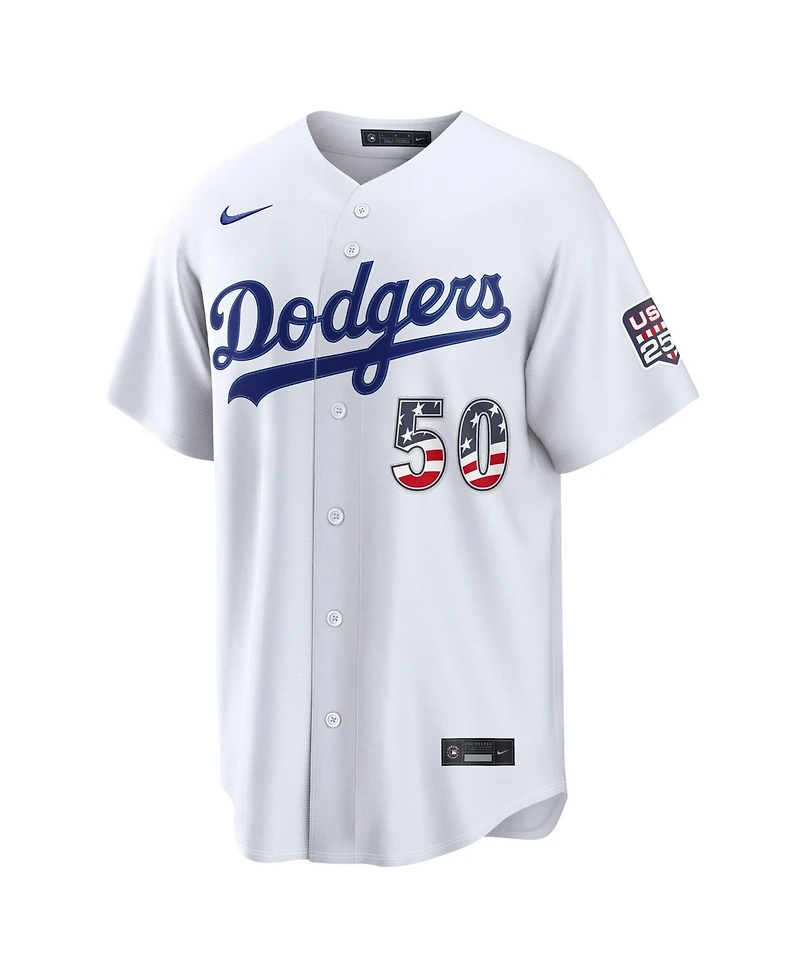 Nike Men's Mookie Betts White Los Angeles Dodgers Usa 250 Fourth of July Stadium Jersey