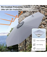 Costway Patio Umbrella with Push Button Tilt, Crank Handle, 8 Sturdy Ribs for Patio, Garden
